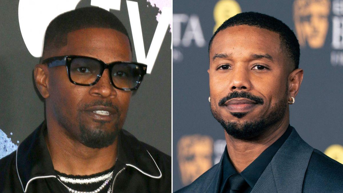 Split photo of Jamie Foxx and Michael B. Jordan.