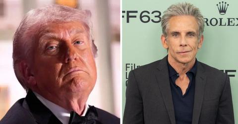 split photo of donald trump and ben stiller