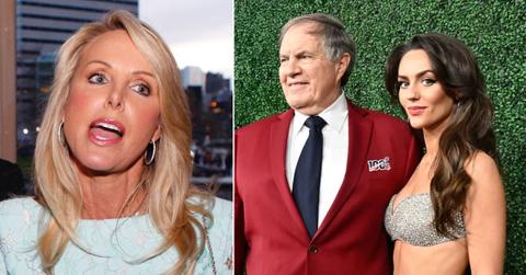 Photo of Linda Holliday; picture of Bill Belichick and Jordon Hudson.