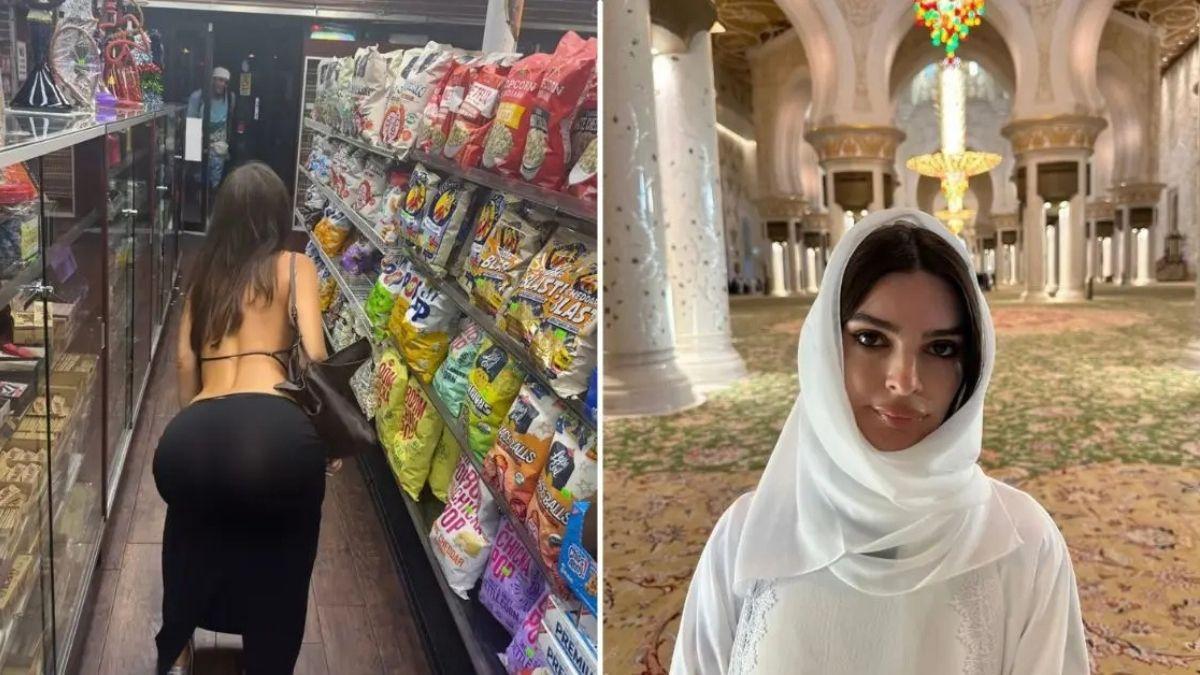 Photo of Emily Ratajkowski caused controversy when she posed in a white hijab.
