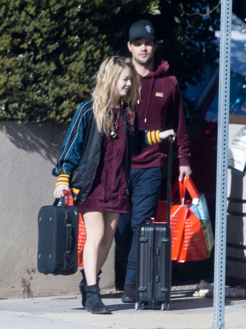 EXCLUSIVE: **PREMIUM EXCLUSIVE RATES APPLY** Billie Lourd leaves her Santa Monica home with rumored boyfriend Taylor Lautner, a day after the death of her mother, Carrie Fisher.