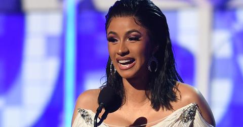 Cardi B on stage after winning her Grammy Award