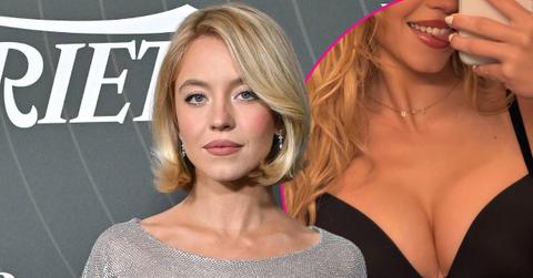 sydney sweeney nearly busts out of her black bra in sizzling photos