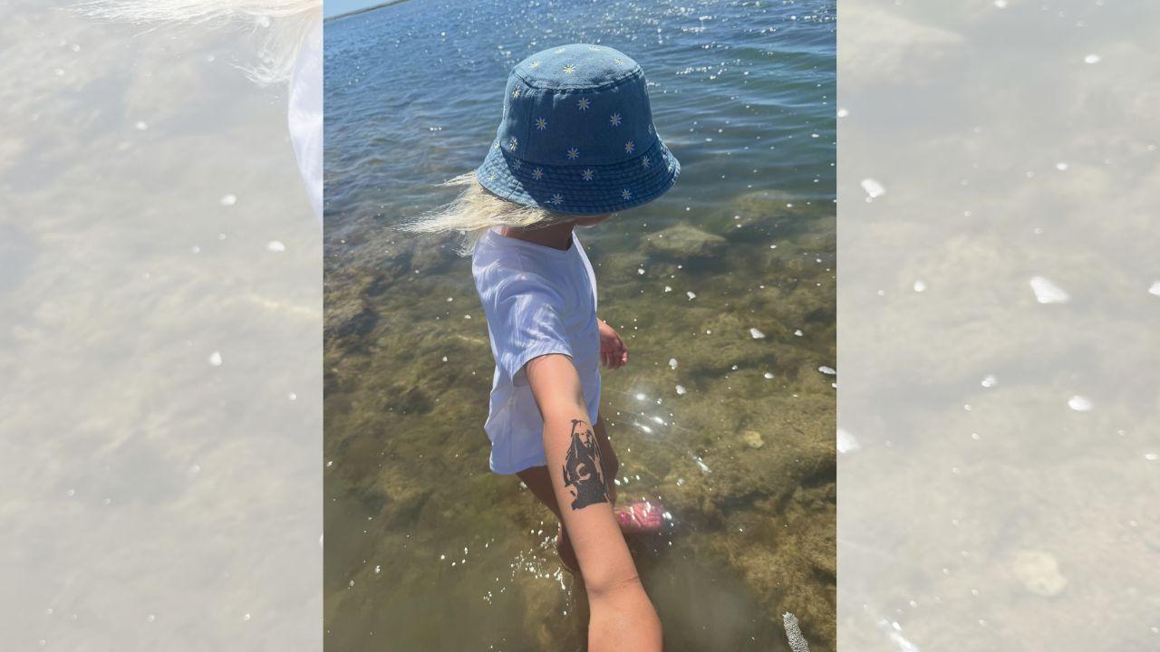 Image of Daisy Dove gave a cute nod to her dad's 'Pirates of the Caribbean' days with a temporary Captain Jack Sparrow tattoo.