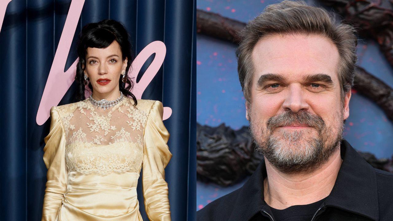 Split image of Lily Allen and David Harbour.