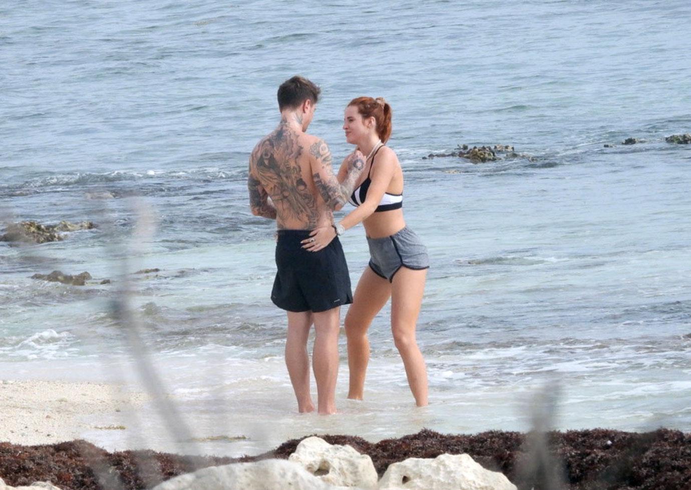 bella thorne yoga exercise boyfriend beach mexico