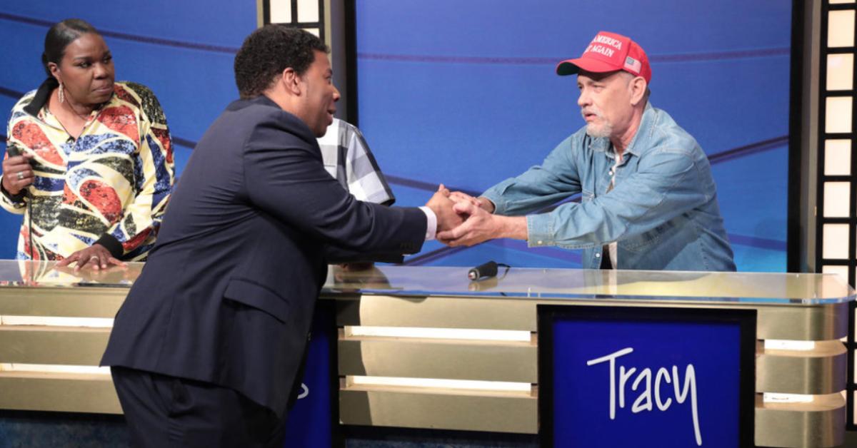 tom hanks maga donald trump saturday night live anniversary sketch