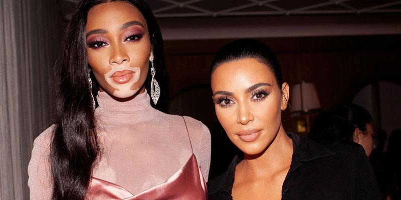 Kim Kardashian Drinking Champagne KKW Beauty Winnie Harlow Launch