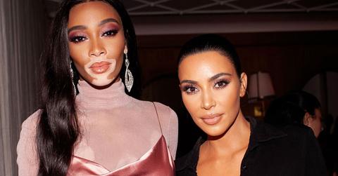 Kim Kardashian Drinking Champagne KKW Beauty Winnie Harlow Launch