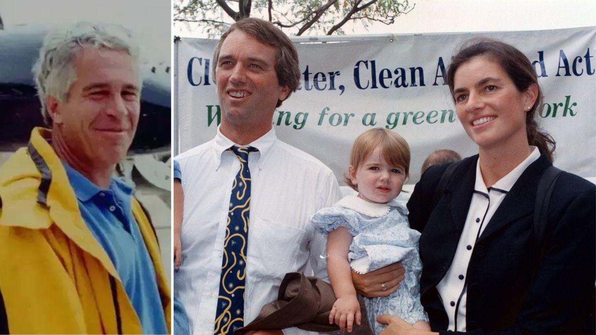 Composite photo of Jeffrey Epstein, Robert F. Kennedy Jr. and Mary Kennedy