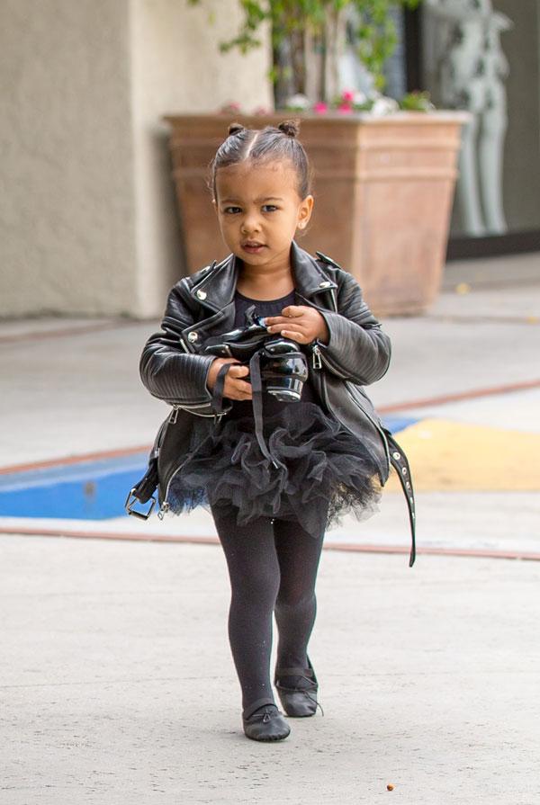 Kim kardashian north west kourtney penelope black leather jackets ballet class splash 05