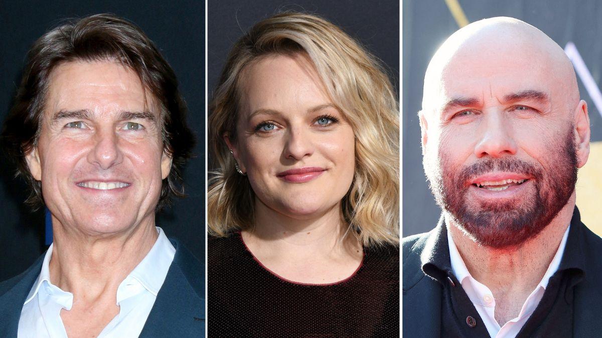 Split photo of Tom Cruise, Elizabeth Moss and John Travolta.