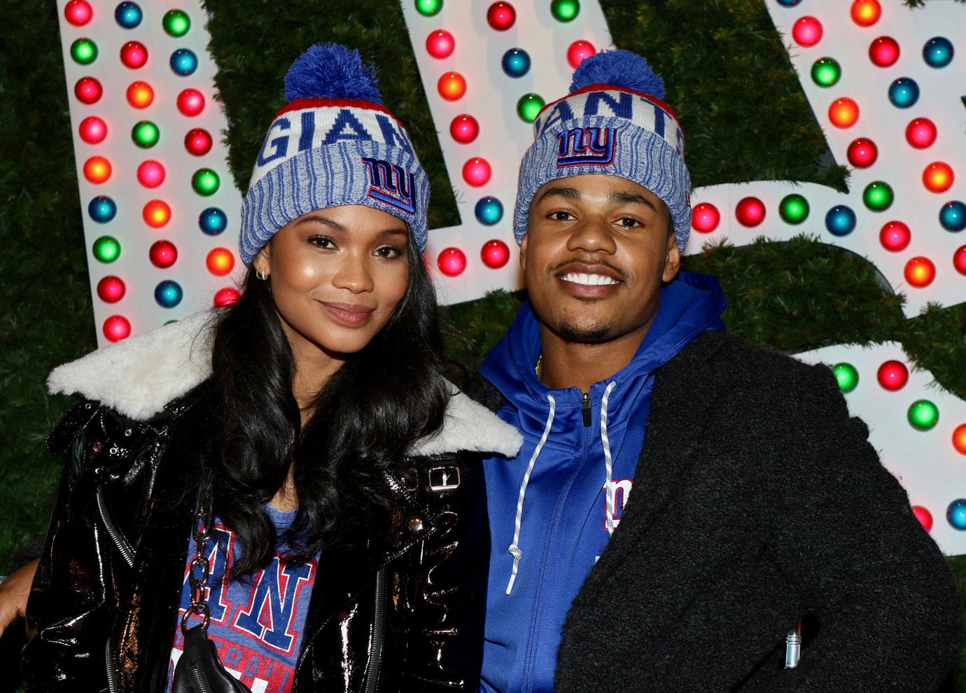 Chanel Iman and Sterling Shepard Giants hat