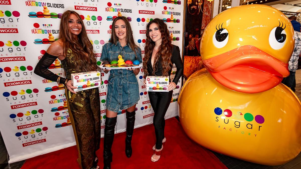liz mcgraw kelsey swanson ellen jo ellen tiberi celebrate recent launch of sugar factory at homes rainbow sliders at sugar factory foxwoods casino mashantucket ct