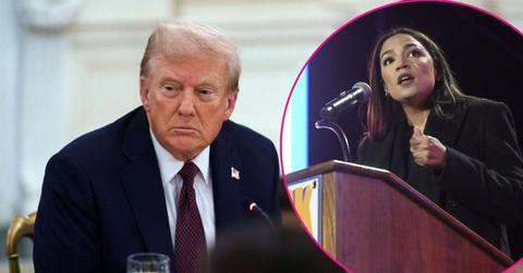 image of Donald trump, inset of AOC