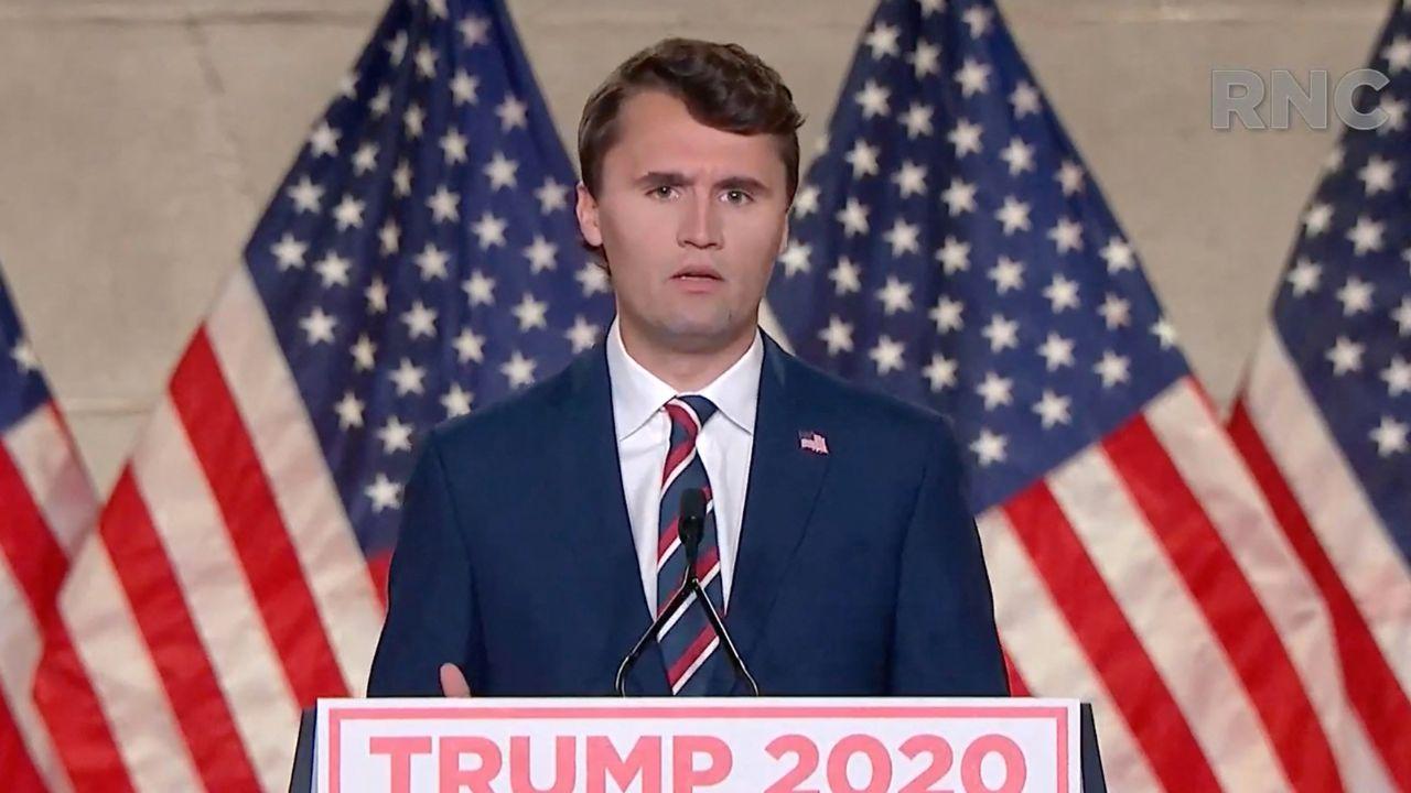 Image of Charlie Kirk's statue outside the Turning Point USA headquarters was defaced overnight.