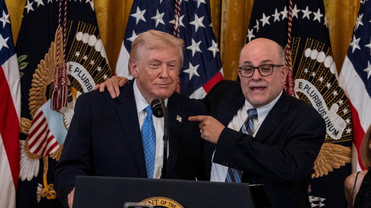 Image of Donald Trump backed Mark Levin in a lengthy Truth Social post.