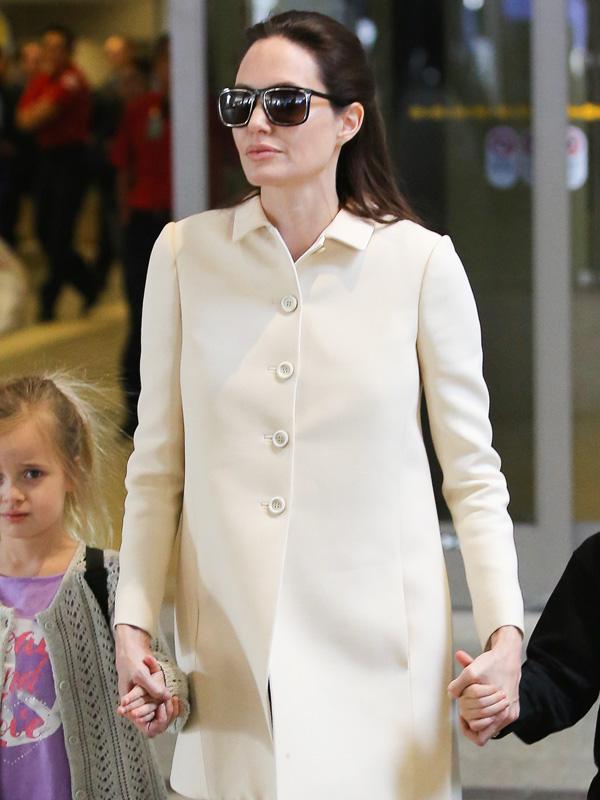 Angelina Jolie at LAX with her twins, Knox and Vivienne