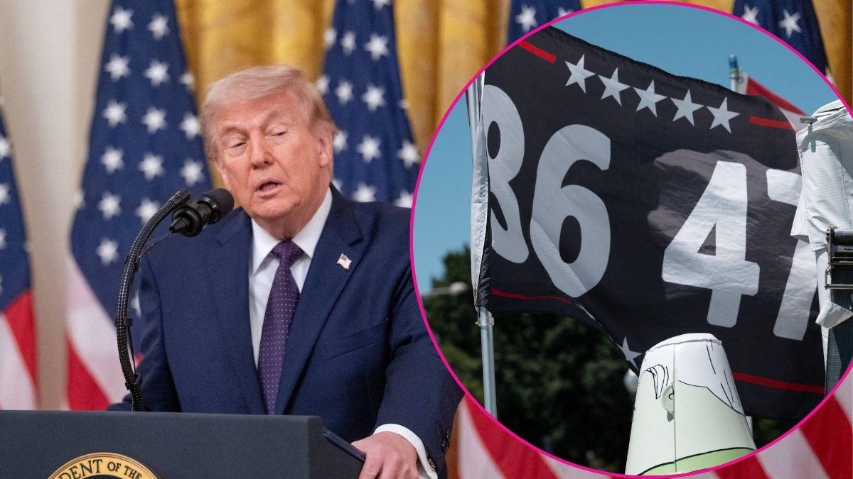 Composite photo of Donald Trump and an anti-Trump graffiti.