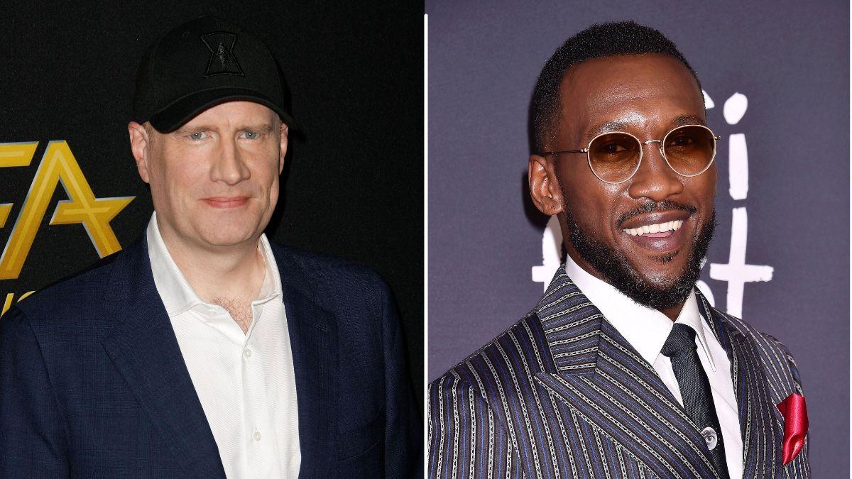 Split photo of Kevin Feige and Mahershala Ali