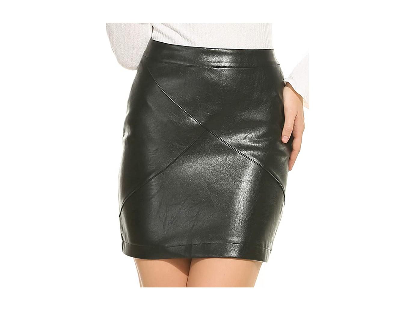 Paris France March 2020 Black Leather Mini Skirt Matched Blue – Stock  Editorial Photo © AGCreativeLab #377054232