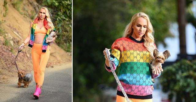 pregnant selling sunsets christine quinn goes on an even stroll with her dogs