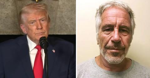 split photo of donald trump and jeffrey epstein