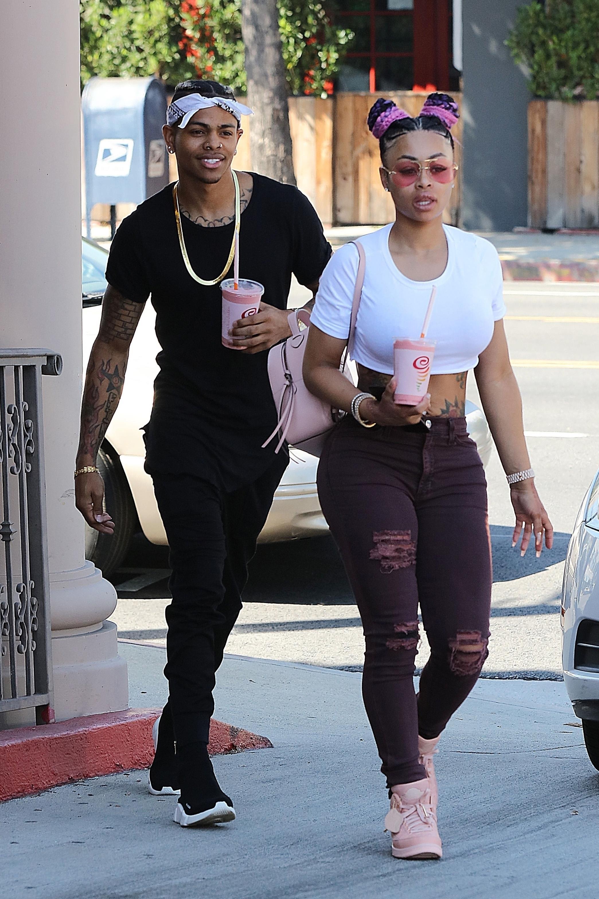 *EXCLUSIVE* Blac Chyna and her new boyfriend Mechie seen get their nails done together