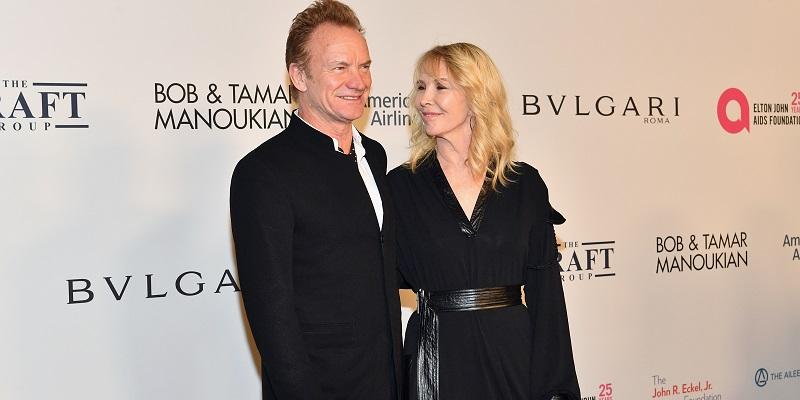 Trudy Styler and Sting at an Elton John AIDS Foundation Fundraiser