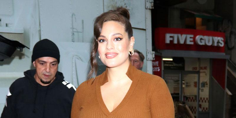 Ashley Graham Brown Dress Baby Bump