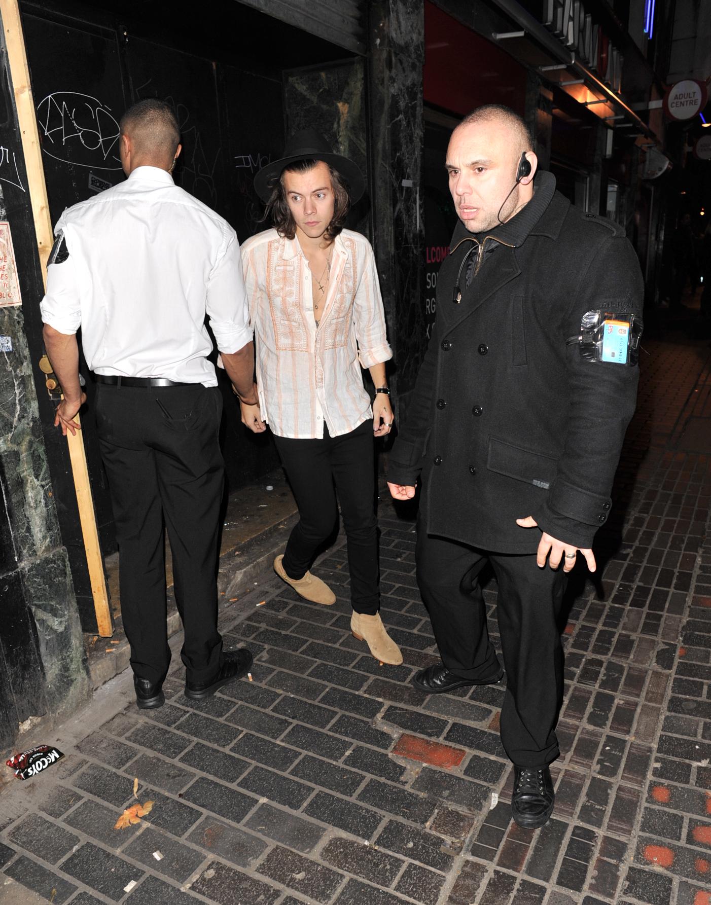 Harry Styles leaving The Box nightclub in London