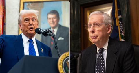 Split photo of Donald Trump and Mitch McConnell
