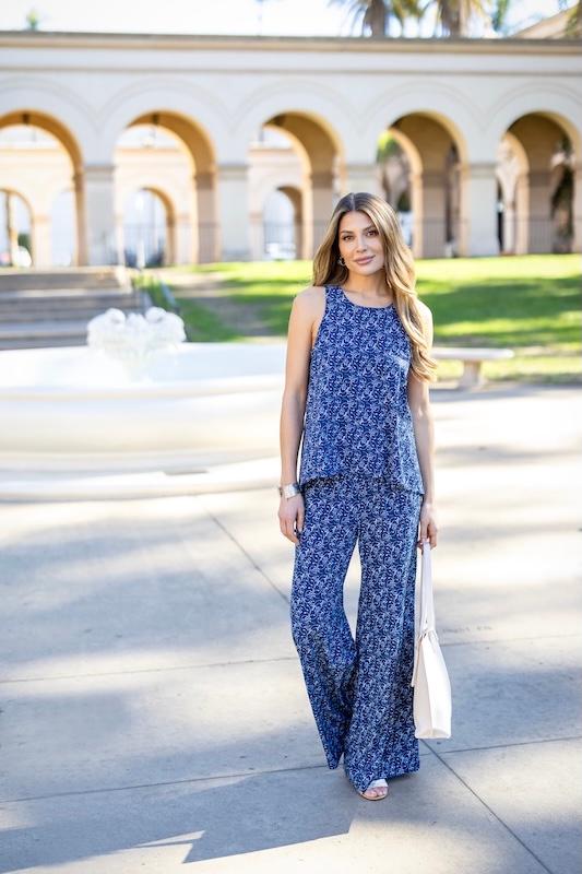 portofino top portofino pant blue vines