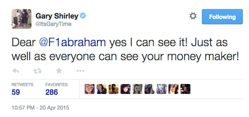 Gary shirley farrah abraham twitter feud