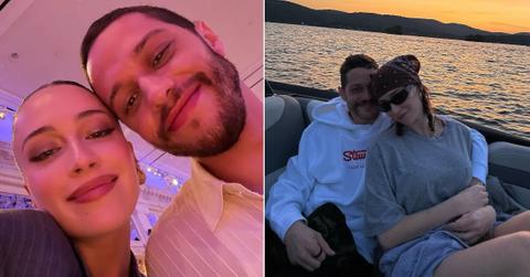 Two photos of Elsie Hewitt with Pete Davidson