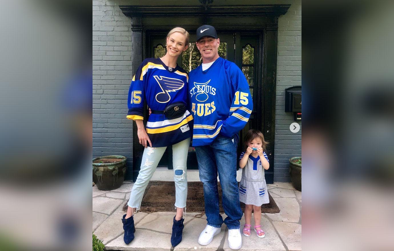 Jim And Meghan King Edmonds In Sports Jerseys With Daughter