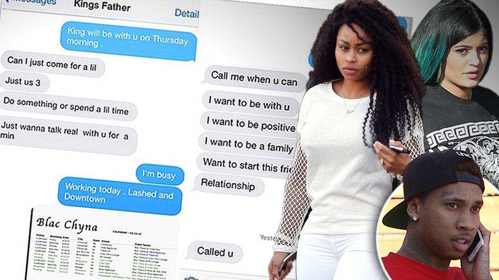 Tyga texts blac chyna kylie jenner feud