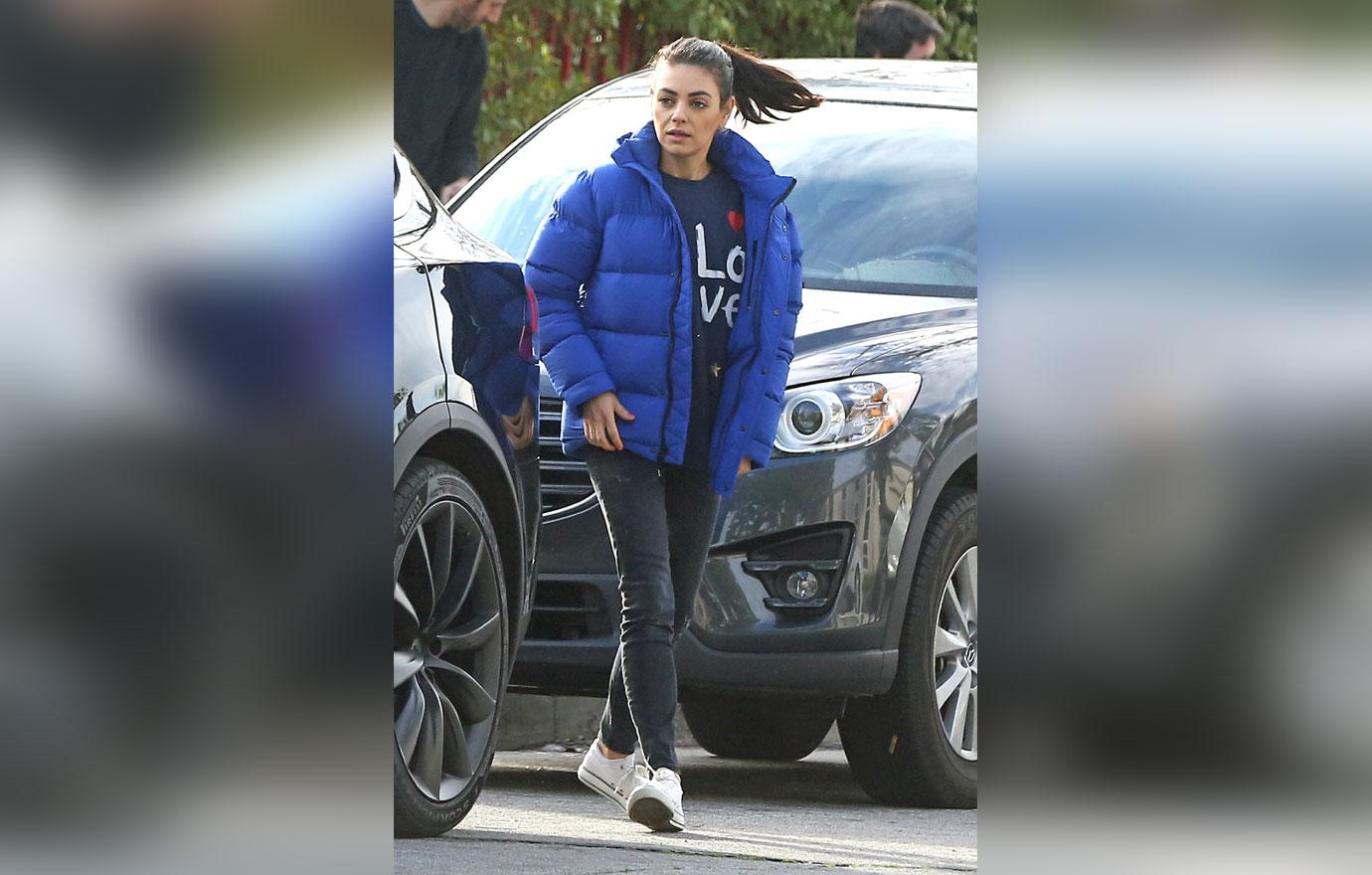 EXCLUSIVE: Mila Kunis all wrapped up for the chilly weather in LA