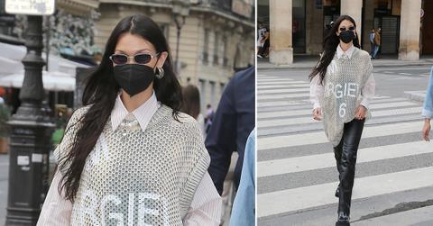 bella hadid on her way to restaurant in paris