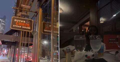 Split photo of Ruth’s Chris Steak House and Miami black dad