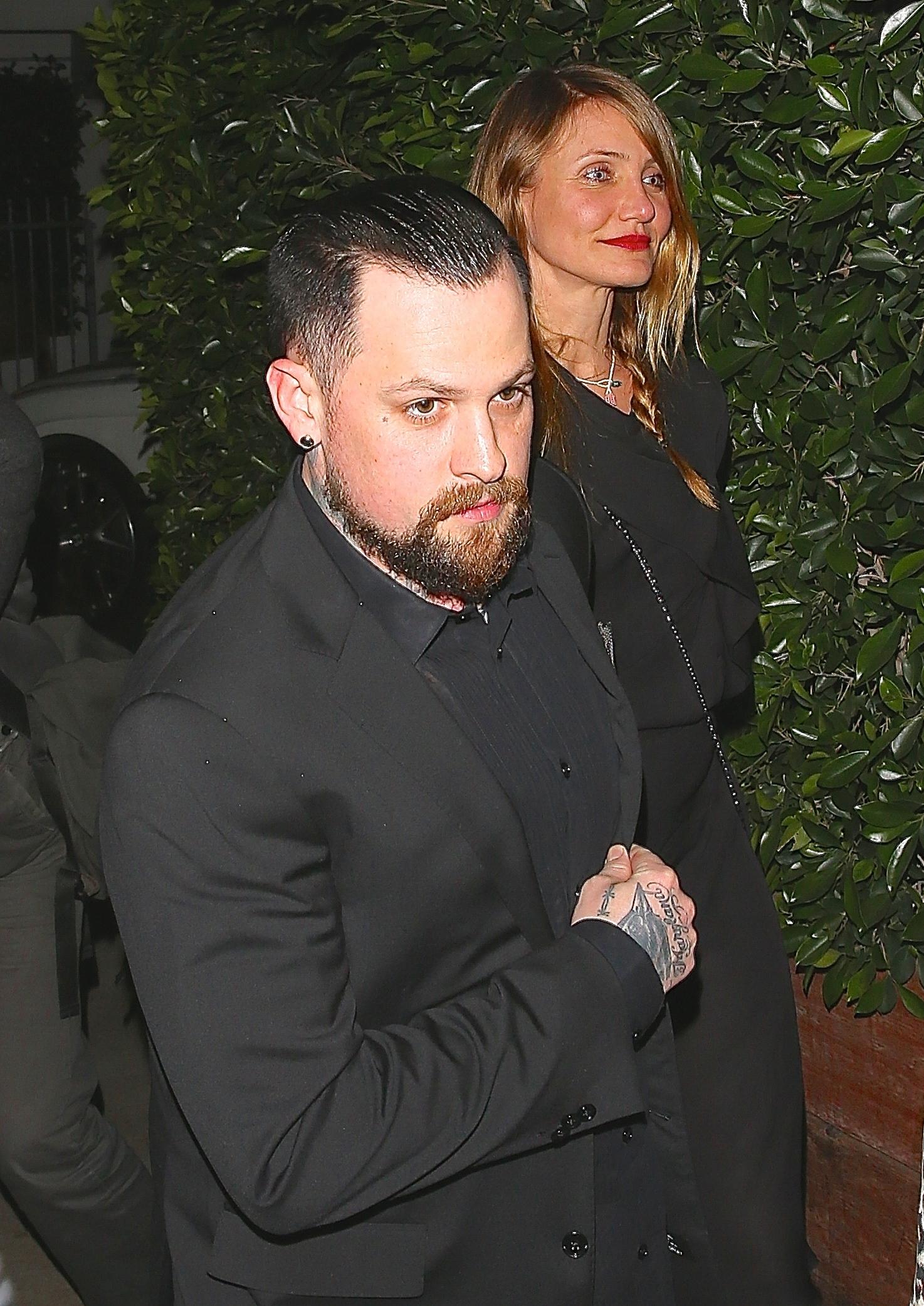 Cameron Diaz and Benji Madden leaving Giogio Baldi after Valentines Dinner