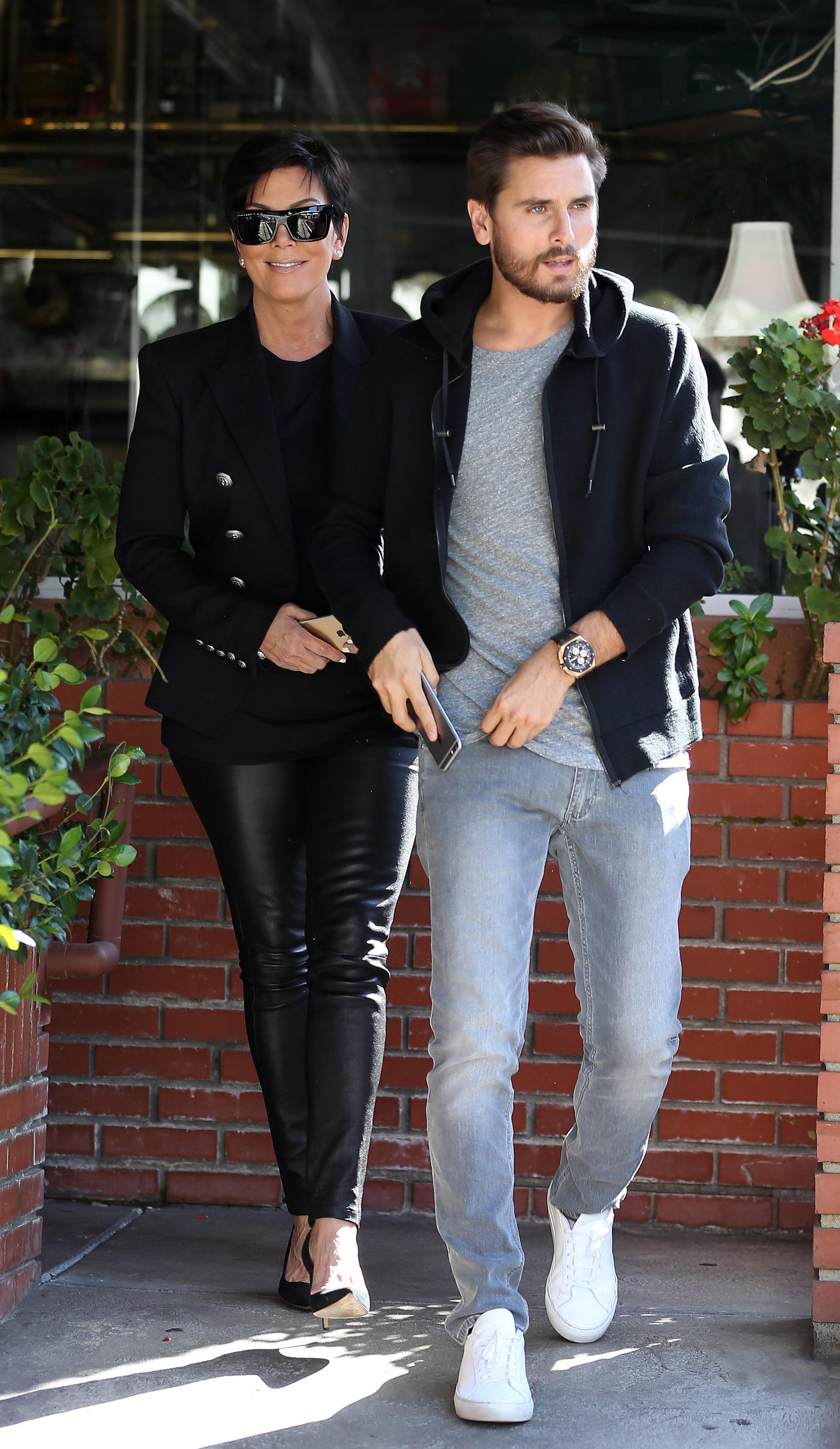 Kris Jenner and Scott Disick seen leaving a restaurant after filming &#8216;Keeping up with the Kardashians&#8217;