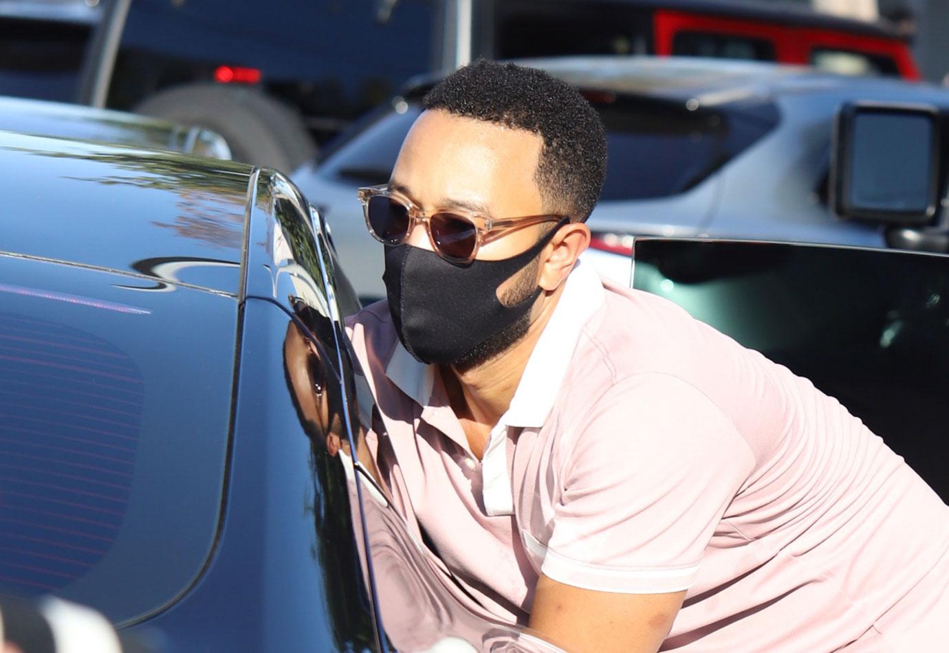 Celebs Out & About With Face Masks On: John Legend