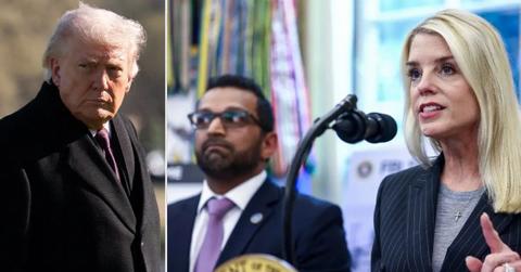 Composite photo of Donald Trump, Kash Patel and Pam Bondi
