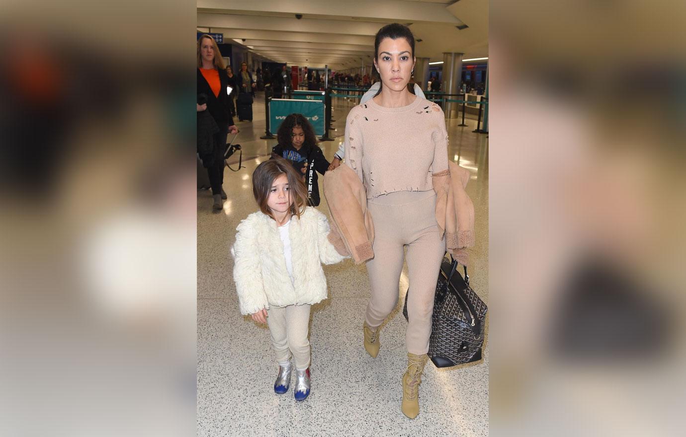 Kourtney Kardashian rushes back to Los Angeles with North West to meet Kylie&#8217;s new baby girl!