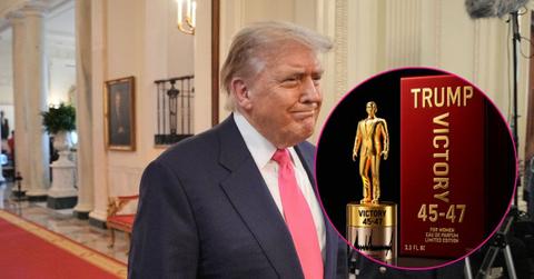 Composite photo of Donald Trump and his fragrance.