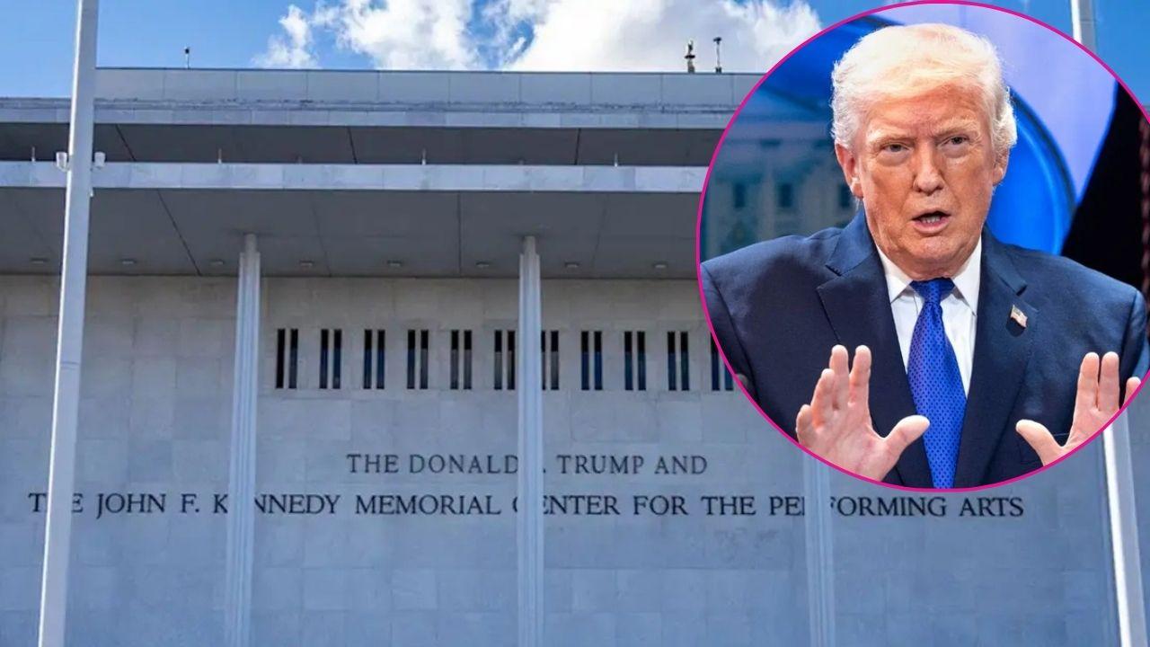 Split photo of Kennedy Center & Donald Trump