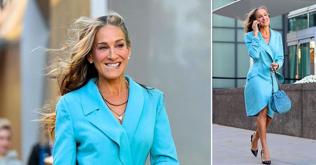 sarah jessica parker on the film set of the and just like that