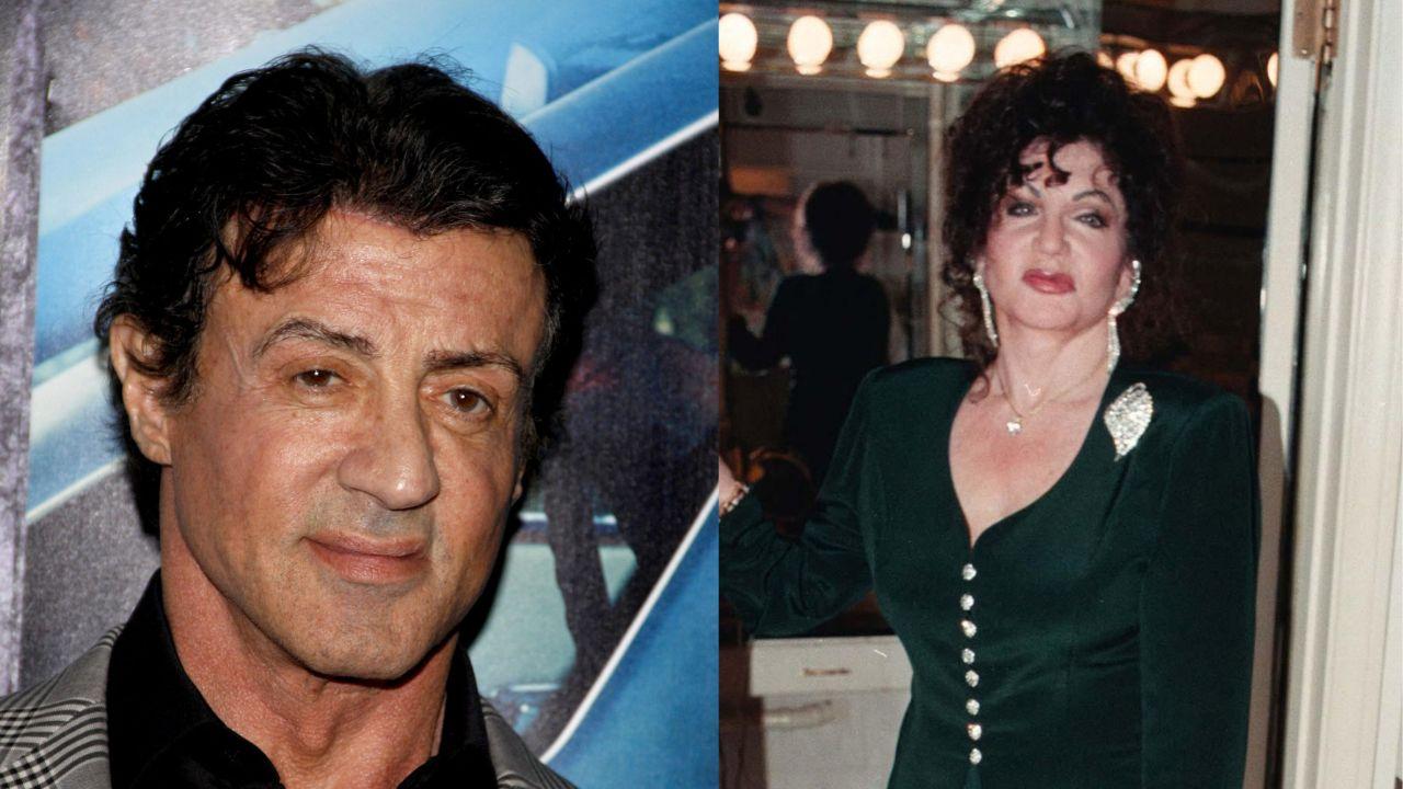 Split image of Sylvester Stallone and Jackie Stallone.