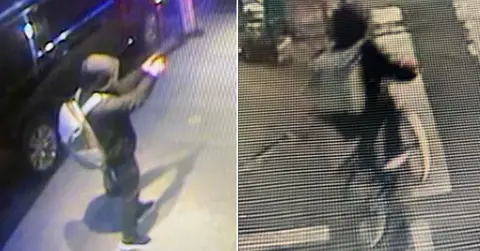 Video footage of the suspect in the murder of CEO Brian Thompson.